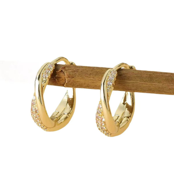 S925 Silver Twisted Diamond Huggie Earrings, Braided Minimalist Luxury Hoops