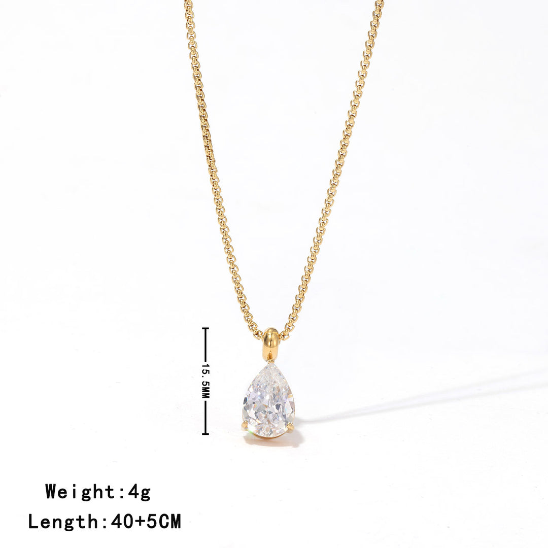 Luxury Teardrop Solitaire Necklace (Versatile Silver Tone Clavicle Chain)