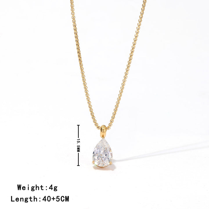 Luxury Teardrop Solitaire Necklace (Versatile Silver Tone Clavicle Chain)