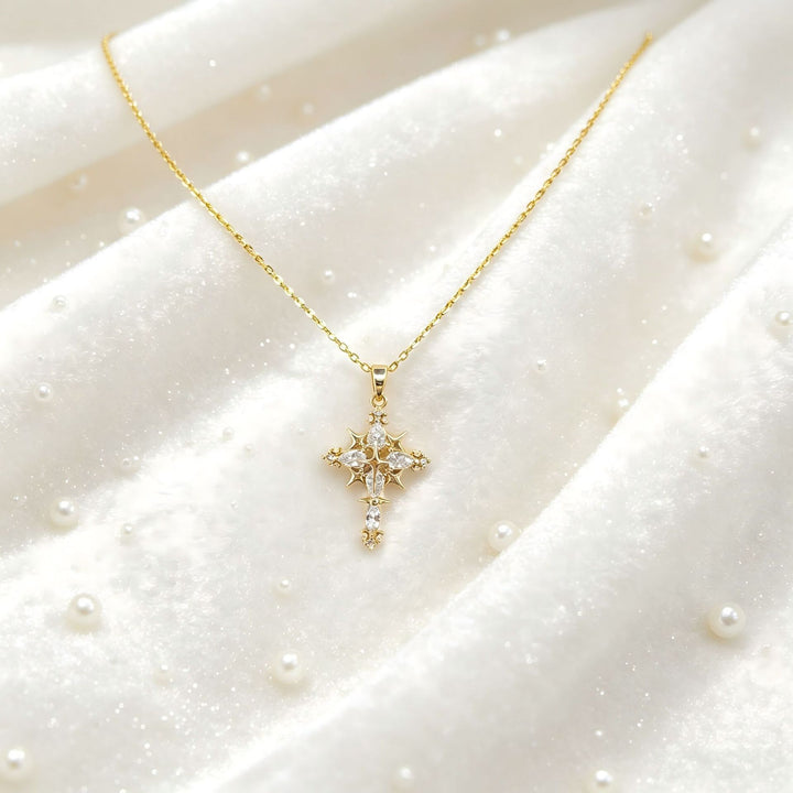 Star Cross Diamond Pendant Necklace