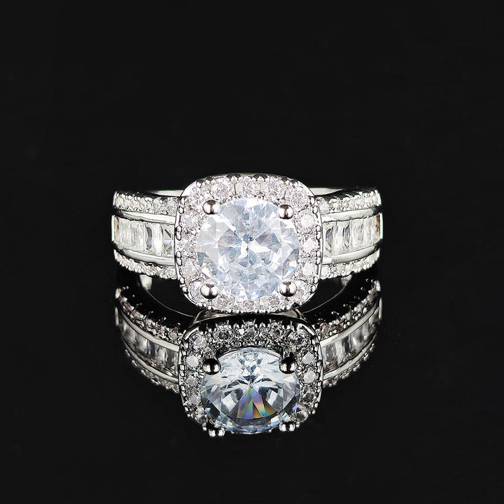 Cushion Halo Baguette Diamond Ring (Luxury Statement Engagement Band)
