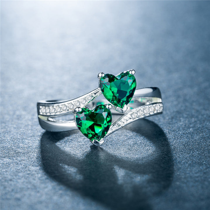Twin‑Heart Criss‑Cross Diamond Ring For Women, Multiple‑Color Options