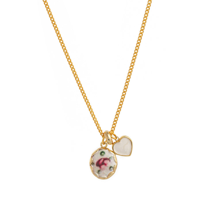 Vintage Floral Ceramic Tile Necklace Set (French Gentle Pastoral Choker)