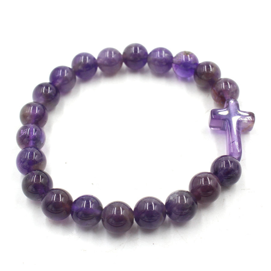 Natural Crystal Cross Energy Bracelet (Faith & Protection Fortune Style)