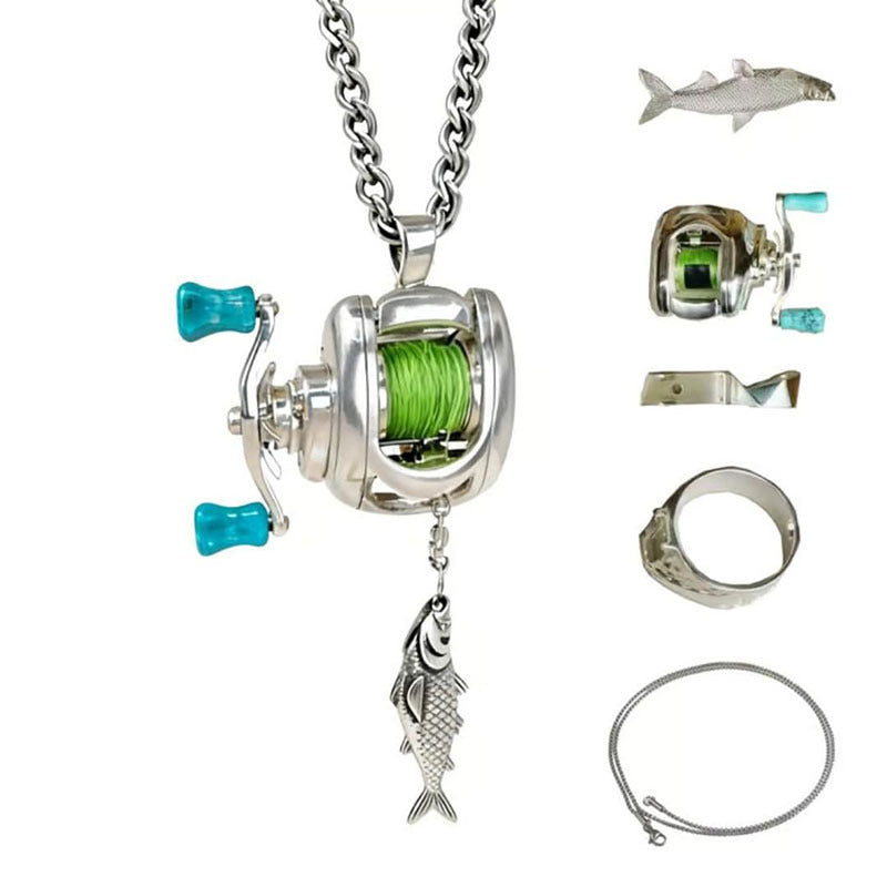 Mini Baitcasting Fishing Ring, Rotatable Reel Ring with Fish Pendant for Anglers