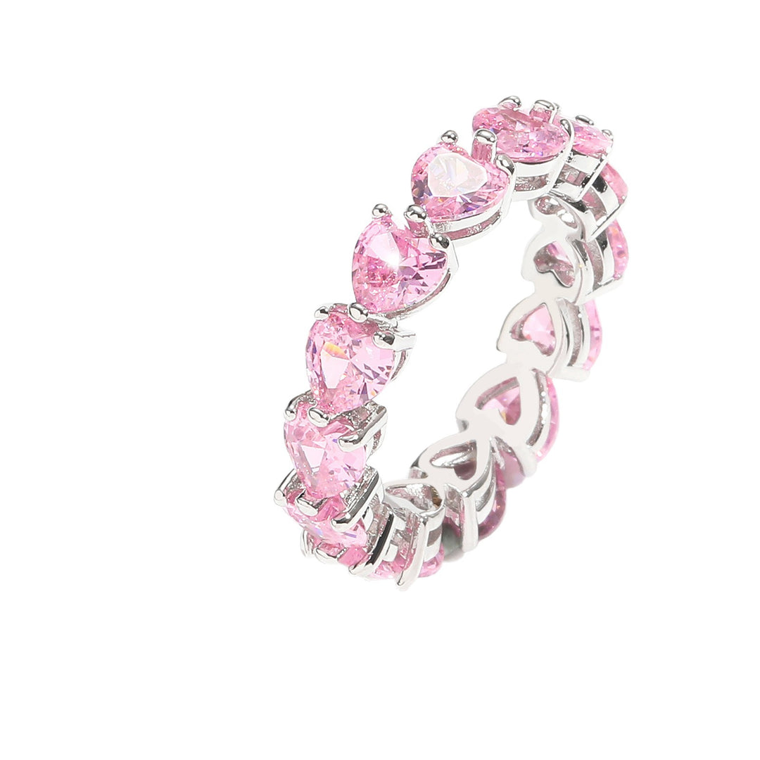 Full‑Eternity Heart‑Cut Band Ring, Multi‑Color & Metal‑Tone Options