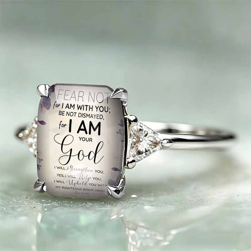 Rectangle‑Shape Bible Verse Printed Ring, Two‑Tone Options