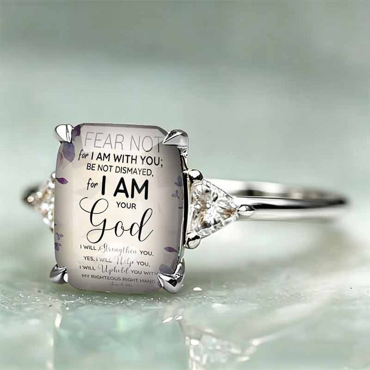 Rectangle‑Shape Bible Verse Printed Ring, Two‑Tone Options