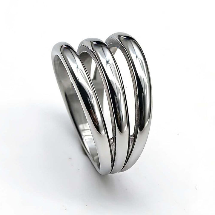 Triple Wrap Band Ring, Gold Silver Minimalist 3 Lines Stacked Ring For Women