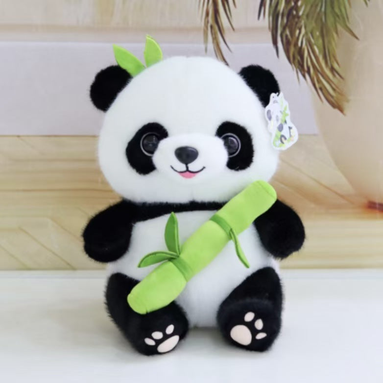 Bamboo Holding Panda Plush Doll, Cute Panda Keychain Kids Stuffed Toy Holiday Gift