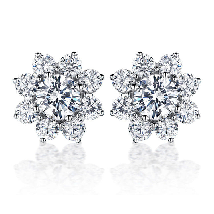 Sunflower Pavé Jewelry Set (Light Luxury Niche Sparkling Earrings / Ring / Necklace)