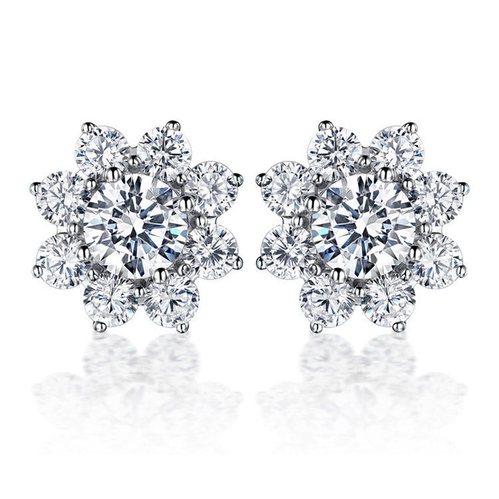 Sunflower Pavé Jewelry Set (Light Luxury Niche Sparkling Earrings / Ring / Necklace)