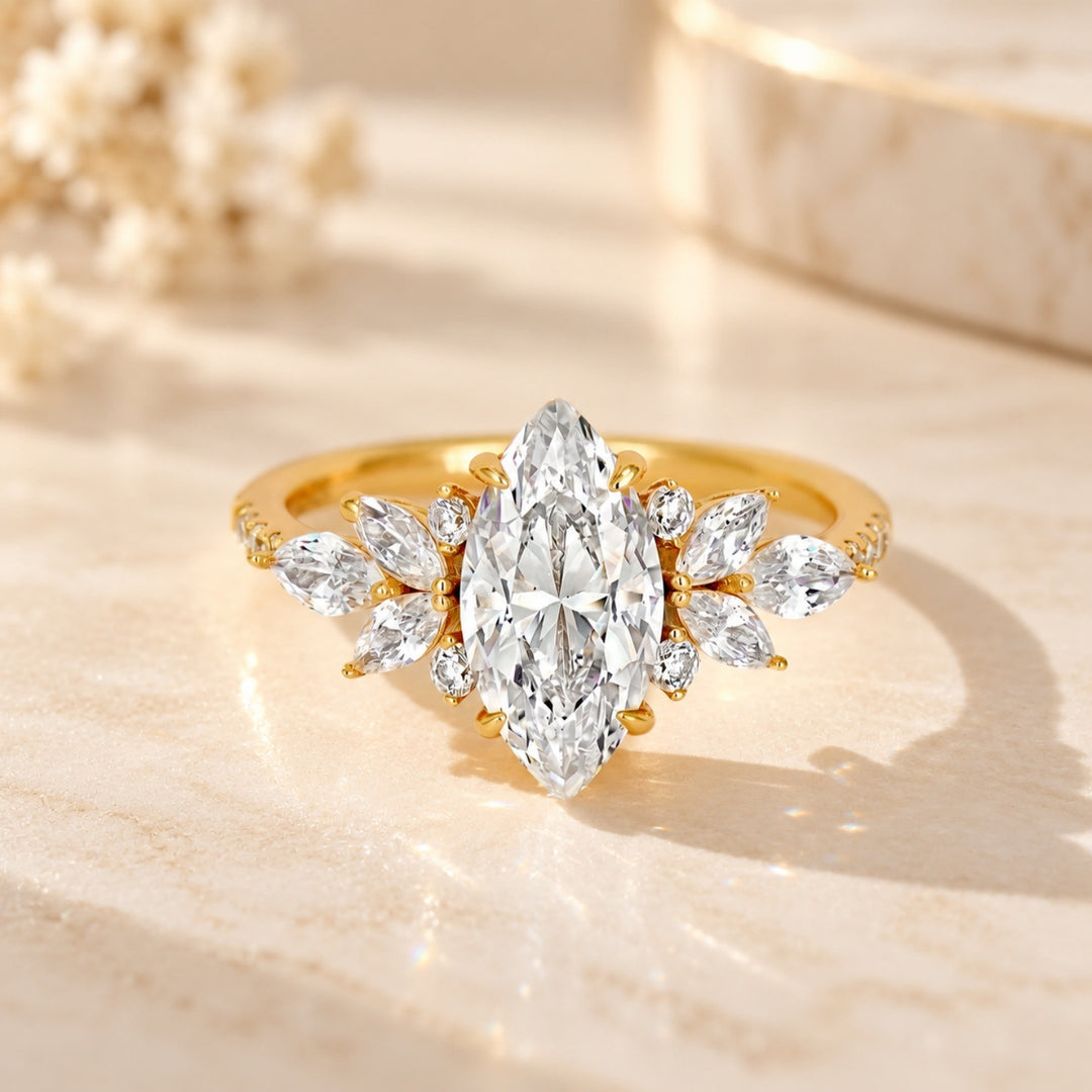 Marquise Cluster Diamond S925 Silver Ring
