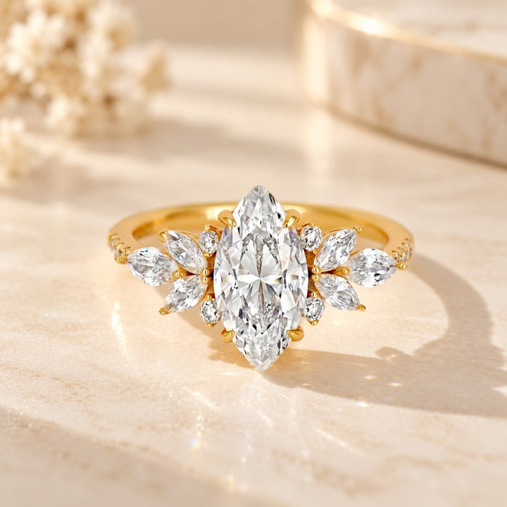 Marquise Cluster Diamond S925 Silver Ring