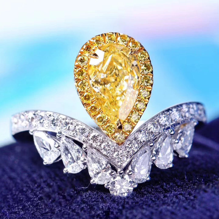 Crown Teardrop Diamond Statement Ring (Luxury Engagement-Style Band)