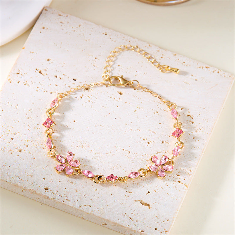 Multi-Color Diamond Flower Adjustable Bracelet (4 Colors Luxury Women's Chain)