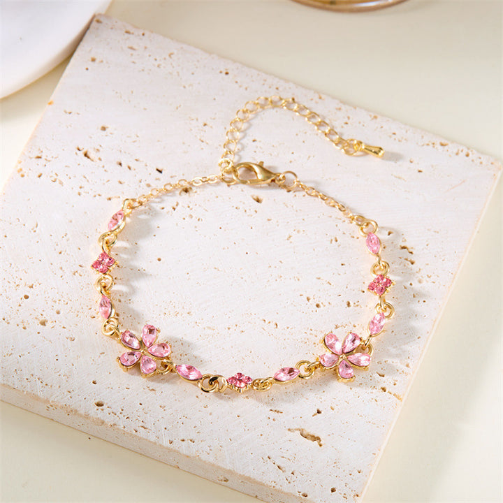Multi-Color Diamond Flower Adjustable Bracelet (4 Colors Luxury Women's Chain)