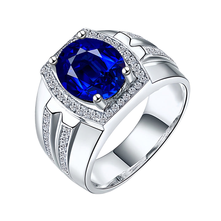Precious Stone Halo Men's Ring Set (Luxury Business Style Band)