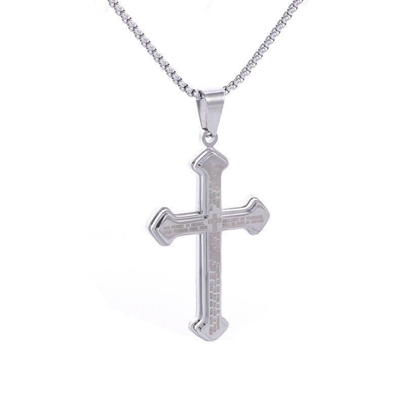 Lord's Prayer Triple Layer Cross Necklace Set (Light Luxury Niche Faithful Necklace)