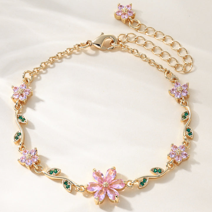 Pink Flower Cluster Vine Bracelet (Sweet Girl Vibe Choker)