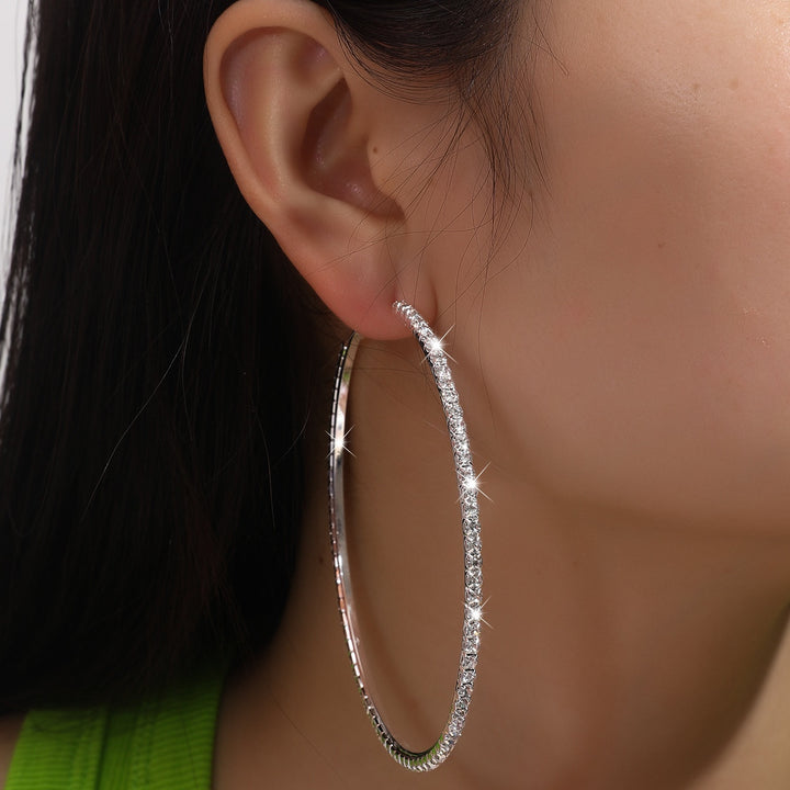 Full Pavé Oversized Hoop Earring Set (Light Luxury Niche Bold Earrings)