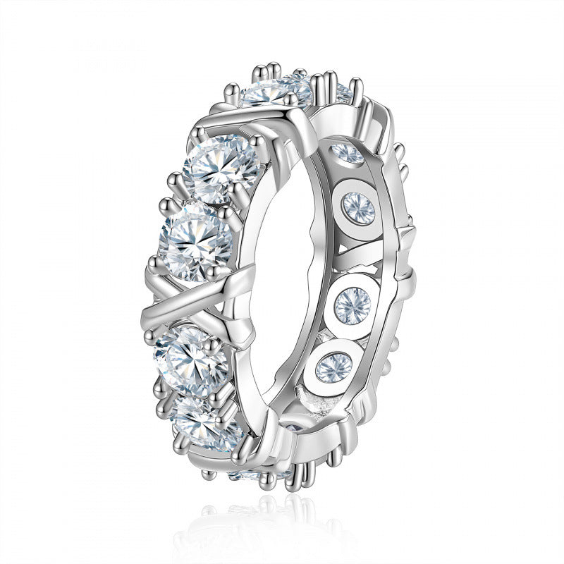 Cross Diamond Eternity Band Ring (3 Colors Luxury Women's Ring)