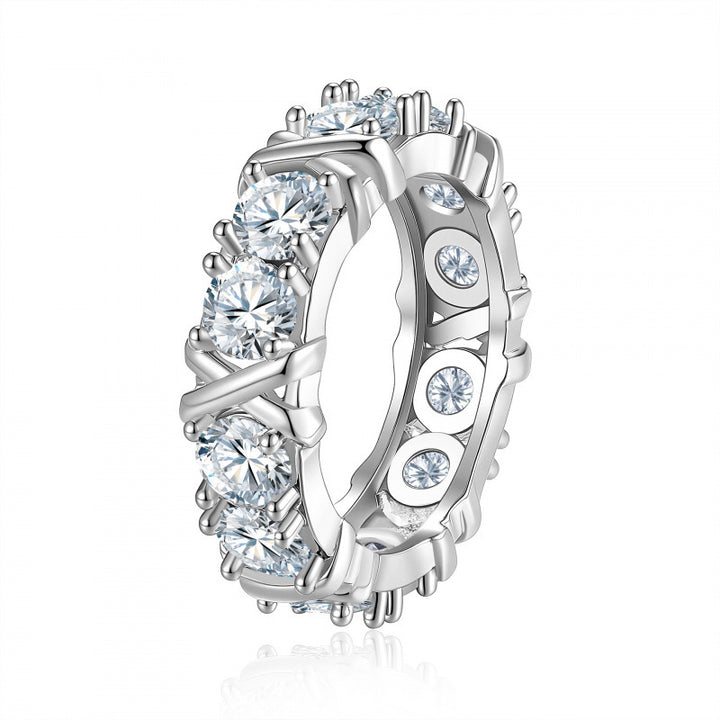 Cross Diamond Eternity Band Ring (3 Colors Luxury Women's Ring)