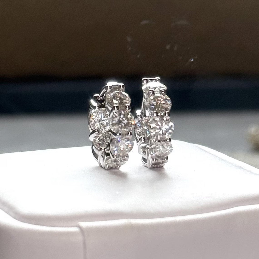 S925 Silver Paved Diamond Hoop Earrings