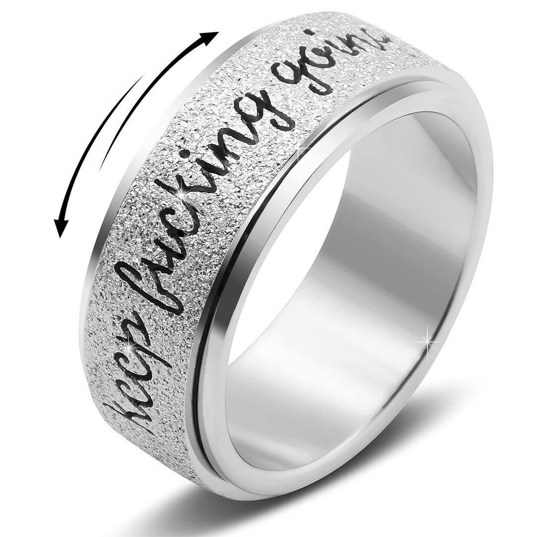 Inspirational Text Frosted Spinner Fidget Ring, 3‑Color Options