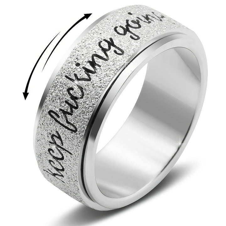 Inspirational Text Frosted Spinner Fidget Ring, 3‑Color Options
