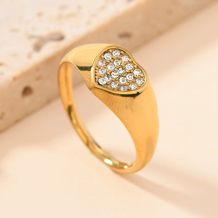Pavé Diamond Signet S925 silver Ring, Heart/Hexagon/Oval/Teardrop Multiple Styles 18K Gold Plated Wide Band Unisex Statement Ring