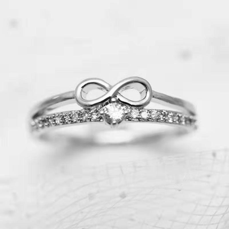 Infinity Symbol Double-Layer Diamond Ring (2 Colors Delicate Everyday Band)