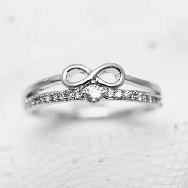 Infinity Symbol Double-Layer Diamond Ring (2 Colors Delicate Everyday Band)
