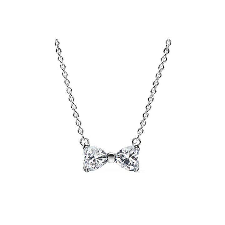 Pave Diamond Bowknot Light Luxury Jewelry Set (Necklace + Bracelet + Earrings + Ring)