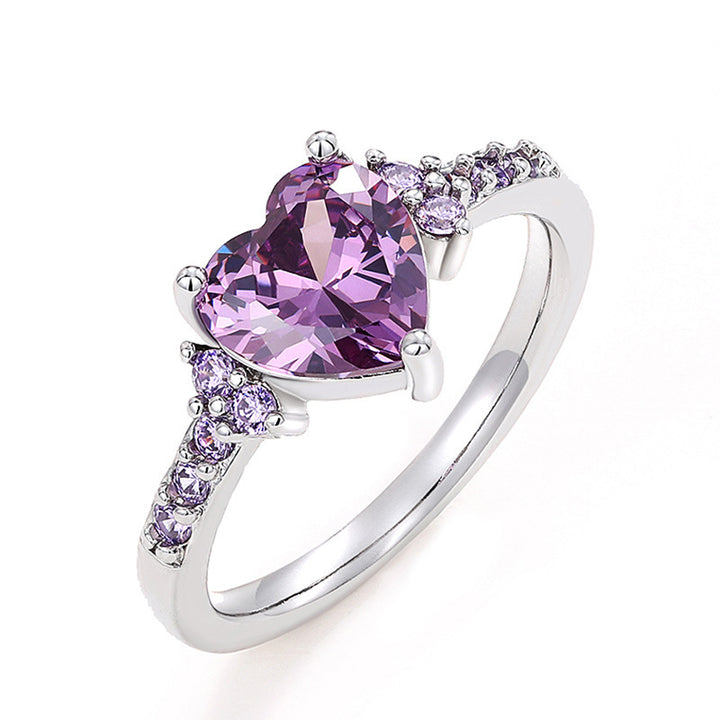 Heart‑Cut Center Diamond Ring With Side Pave Diamond, Multi‑Color Options