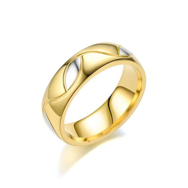 Two-Tone Heart-Accent Couple's Ring – Minimalist Gold & Silver Contrast Engagement/Wedding Bands
