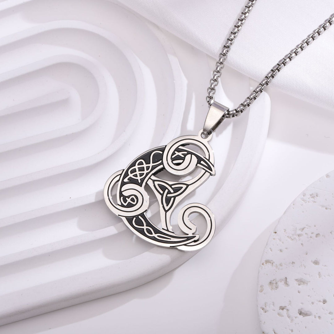 Celtic Knot Triquetra Raven Necklace (Vintage Norse Mystic Choker)