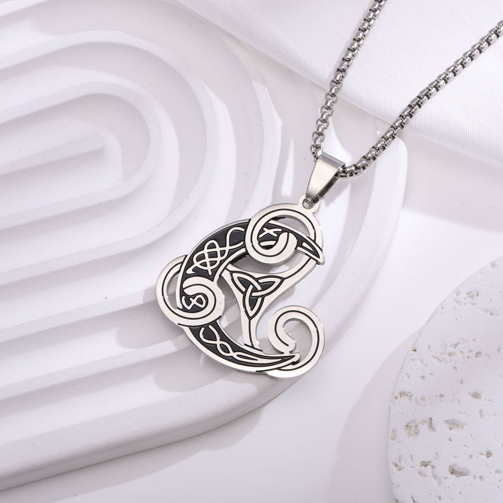 Celtic Knot Triquetra Raven Necklace (Vintage Norse Mystic Choker)