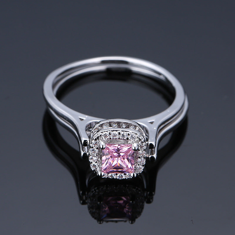 Two‑Tone Square‑Center Halo Ring Set