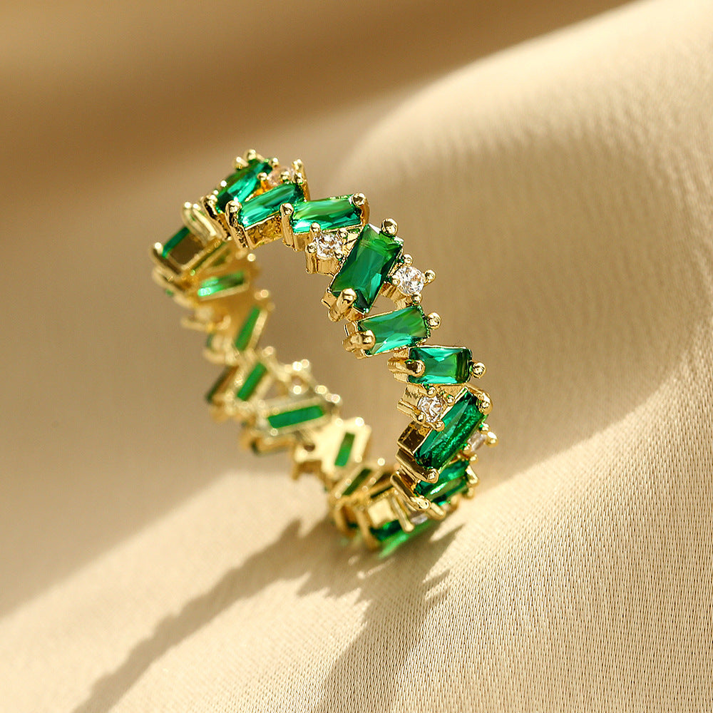 Irregular Baguette Diamond Full Eternity Band, Multi‑Color Options