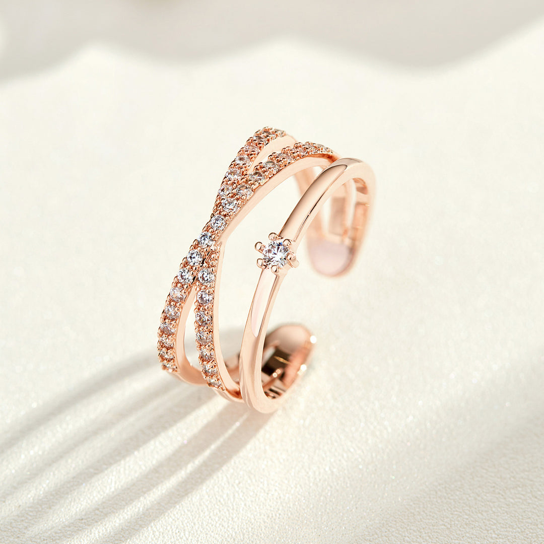 Stellar Interwoven Triple Band Pavé Ring (Light Luxury Niche Design Band)