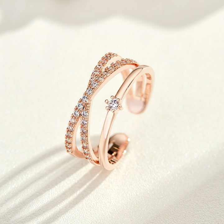 Stellar Interwoven Triple Band Pavé Ring (Light Luxury Niche Design Band)