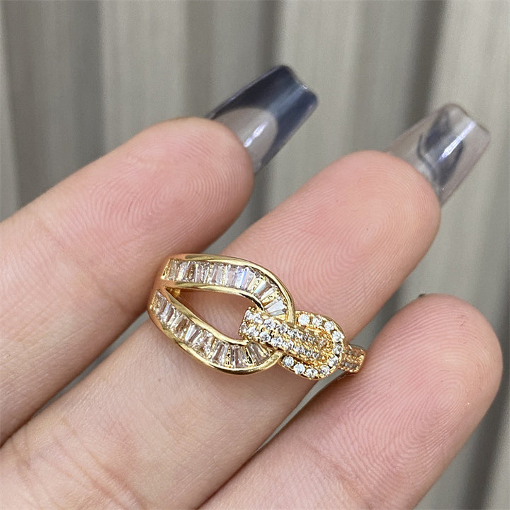 Diamond Knot Open Ring (2 Colors Luxury Delicate Statement Band)