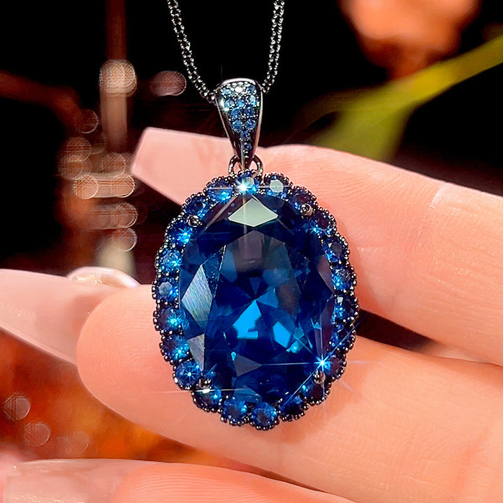 Vintage Gunmetal Plated Gemstone Necklace & Earring Set (Purple/Blue Options)