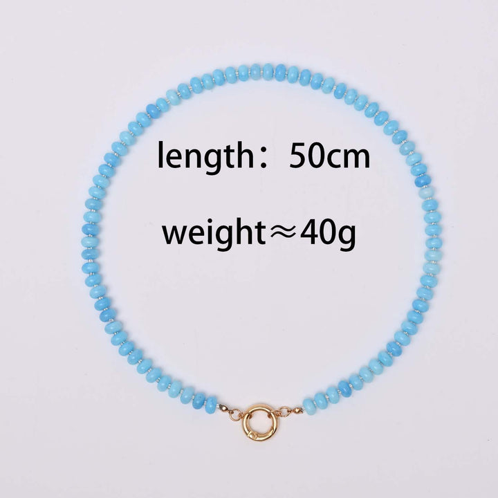 Dopamine Rainbow Beaded Pendant Necklace (Multi-Color Natural Stone Choker)