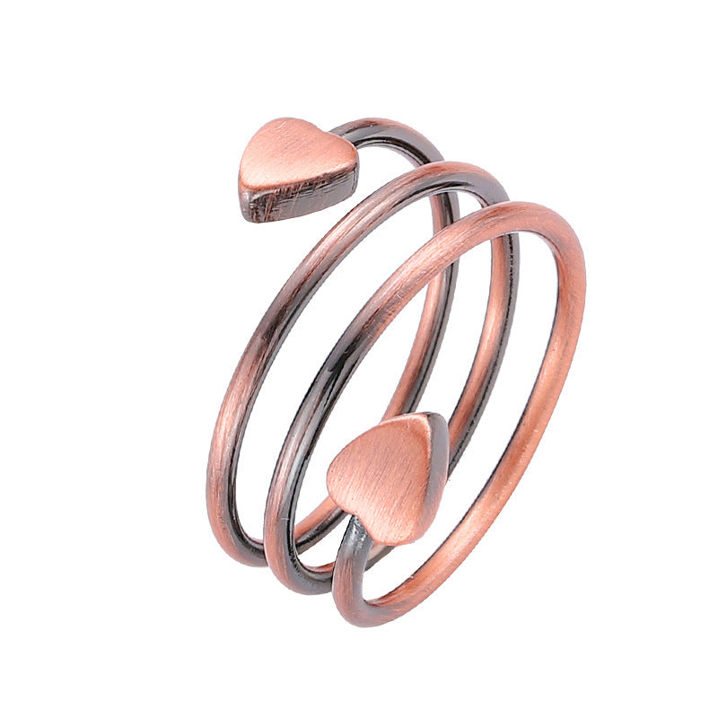Double Heart Spiral Open Ring Set (Light Luxury Niche Individual Band)