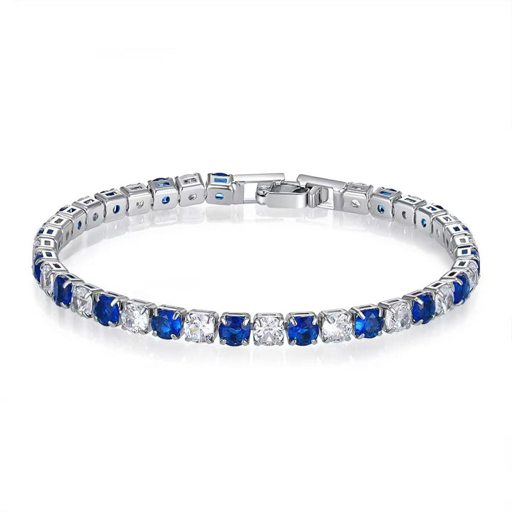 Square Cut Diamond Tennis Bracelet, Multi-Color Square Diamond Luxury Stackable Wrist Jewelry