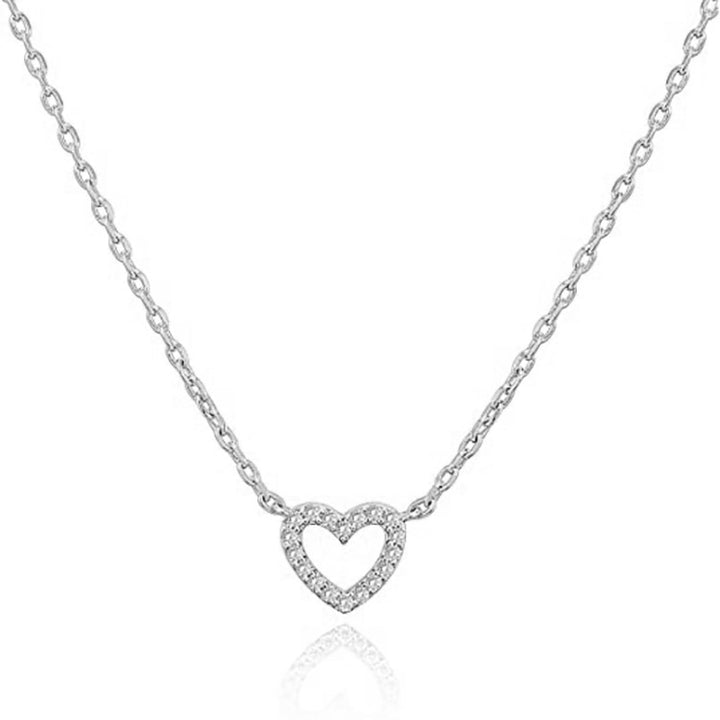 Hollow Heart Pave Necklace
