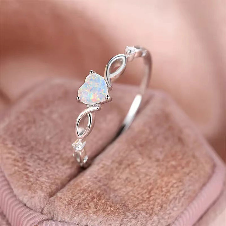 Heart Opal Intertwined Ring (Light Luxury Niche Iridescent Ring)