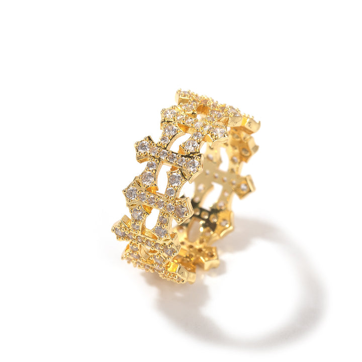 Openwork Cross Diamond Eternity Ring (3 Colors Delicate Luxury Statement Band)